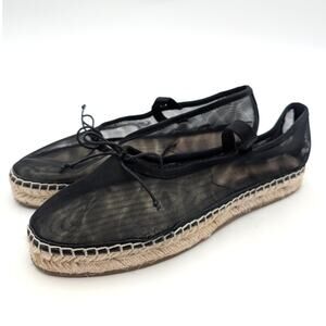 Loeffler Randall Kayla Mesh Espadrille Ballet Flat Women's Black Size US7.5 EU38